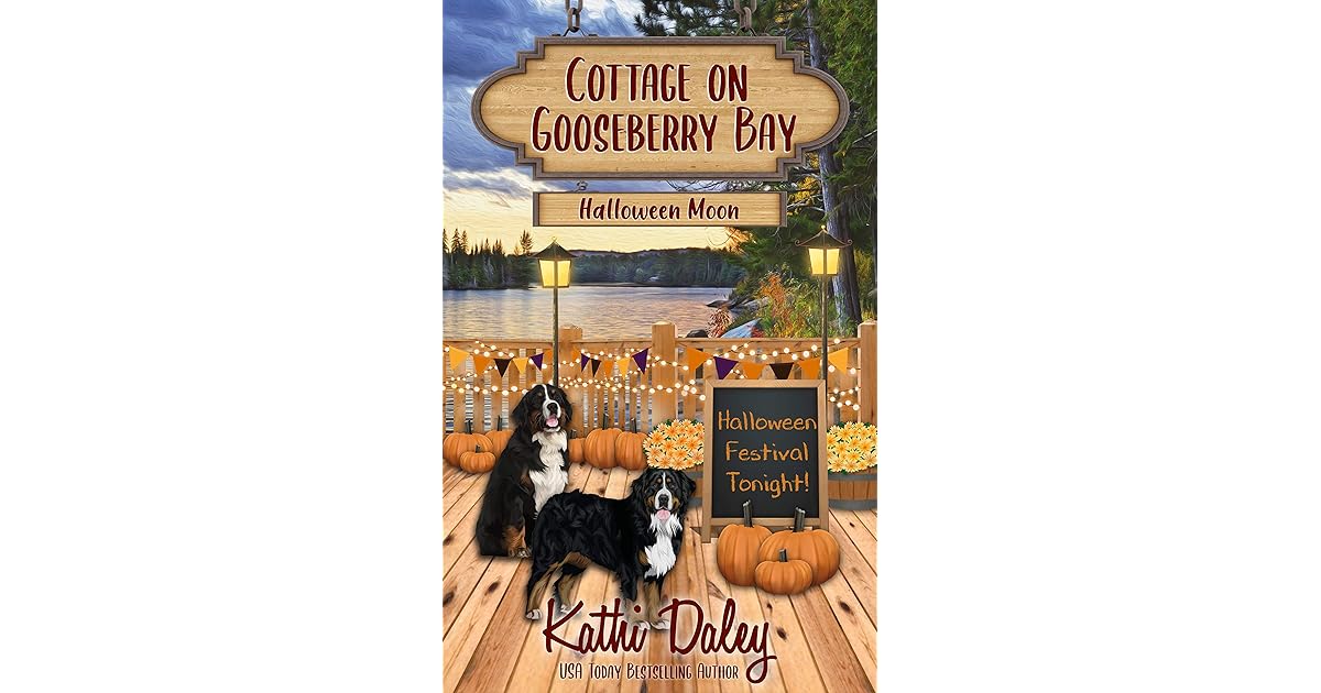 Cottage on Gooseberry Bay Halloween Moon by Kathi Daley