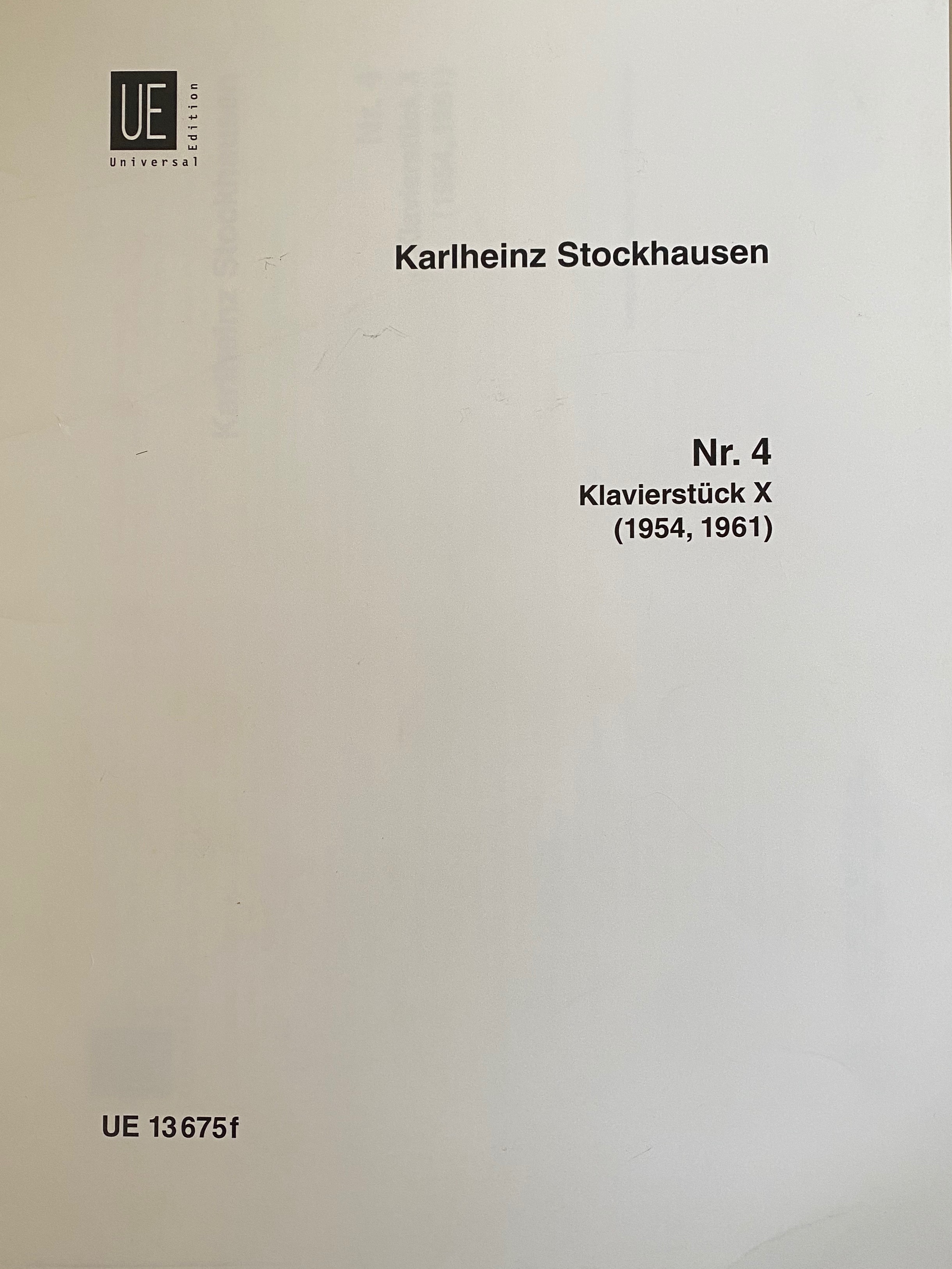 Karlheinz Stockhausen Klavierstuck 10. No. 4 (Paperback)