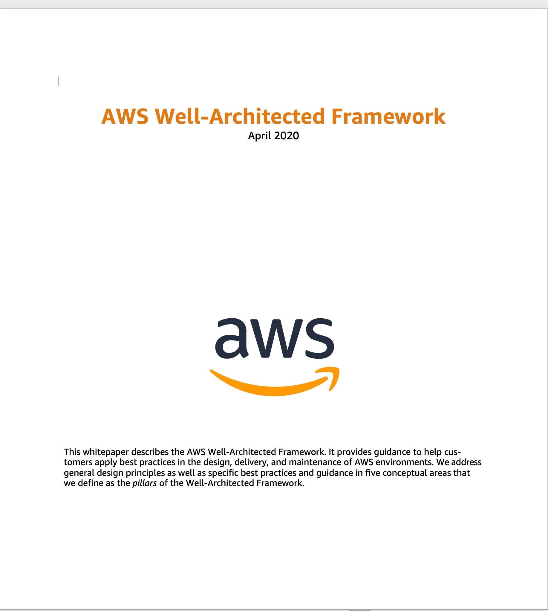 AWS Well-Architected Framework (AWS Whitepaper)
