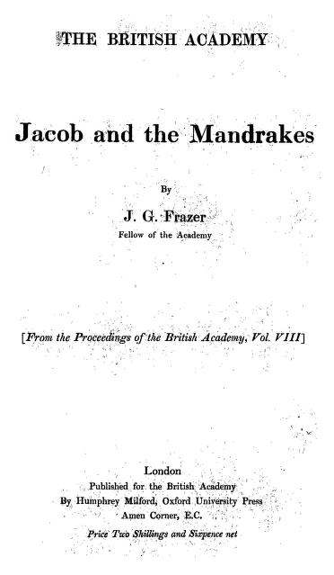 Jacob and the Mandrakes (Unknown Binding)