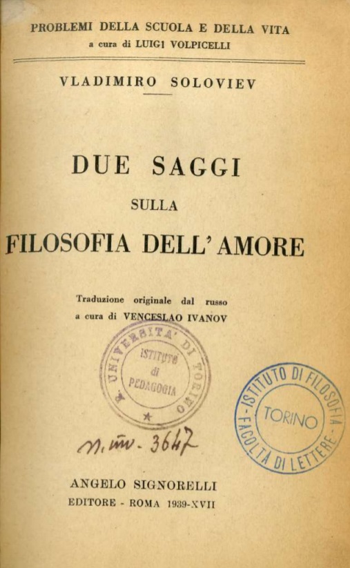 Due saggi sulla filosofia dell'amore