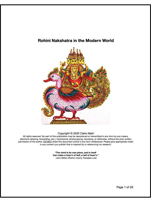 THE SEXUAL SECRET OF CREATIVITY: Rohini Nakshatra in the Modern World