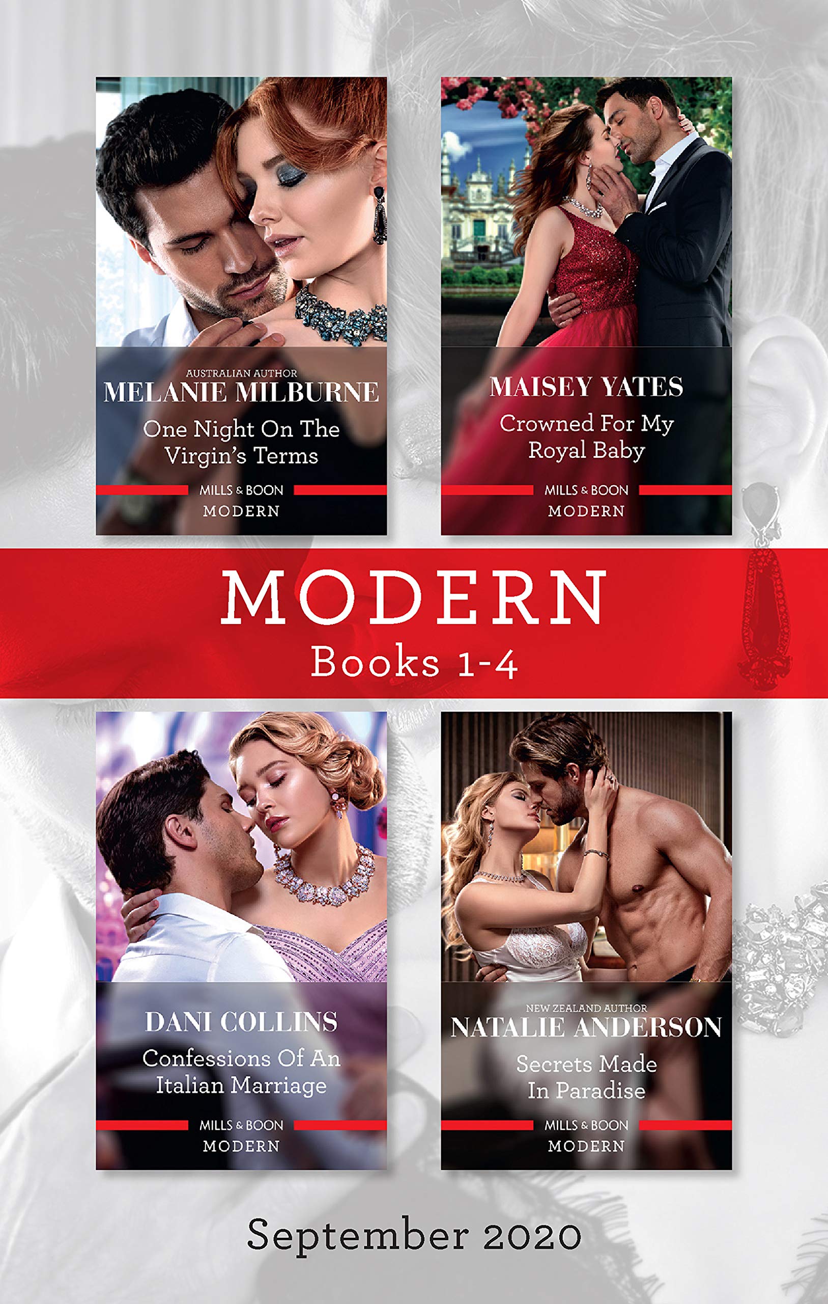 Modern Box Set 1-4 Sept 2020: One Night on the Virgin's Terms/Crowned for My Royal Baby/Confessions of an Italian Marriage/Secrets Made in Paradise