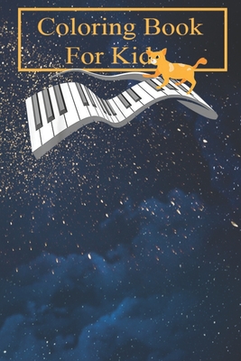 Coloring Book: Funny Piano Keys Gift Men Women Cute Cat On Piano Keyboard -0apCQ For Kids Aged 4-8 - Fun with Colors and Animals! (Kids coloring book)