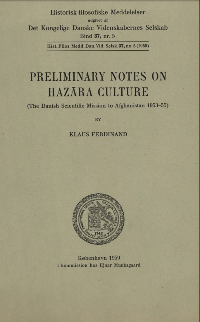 Preliminary Notes on Hazara Culture