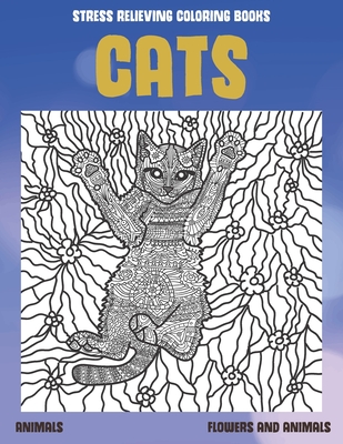 Stress Relieving Coloring Books Flowers and Animals - Animals - Cats