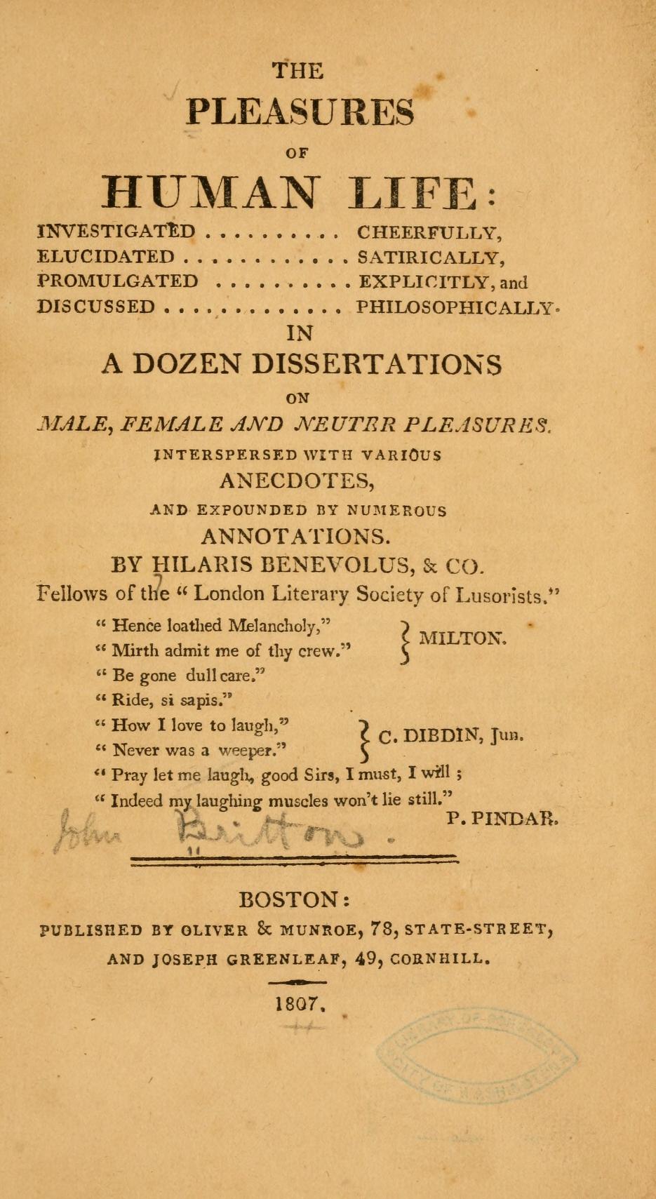 The Pleasures of Human Life: Investigated Cheerfully, Elucidated Satirically, Promulgated Explicitly, and Discussed Philosophically. in a Dozen Dissertations on Male, Female and Neuter Pleasures. Interspersed with Various Anecdotes, and Expounded by Numer (Unknown Binding)