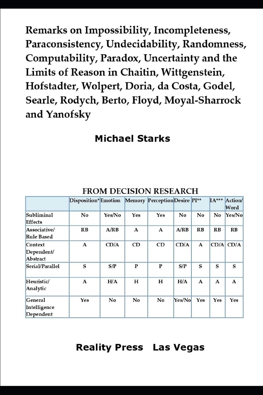 Remarks on Impossibility, Incompleteness, Paraconsistency, Undecidability, Randomness, Computability, Paradox, and Uncertainty: in Chaitin, ... Berto, Floyd, Moyal-Sharrock and Yanofsky (Paperback)