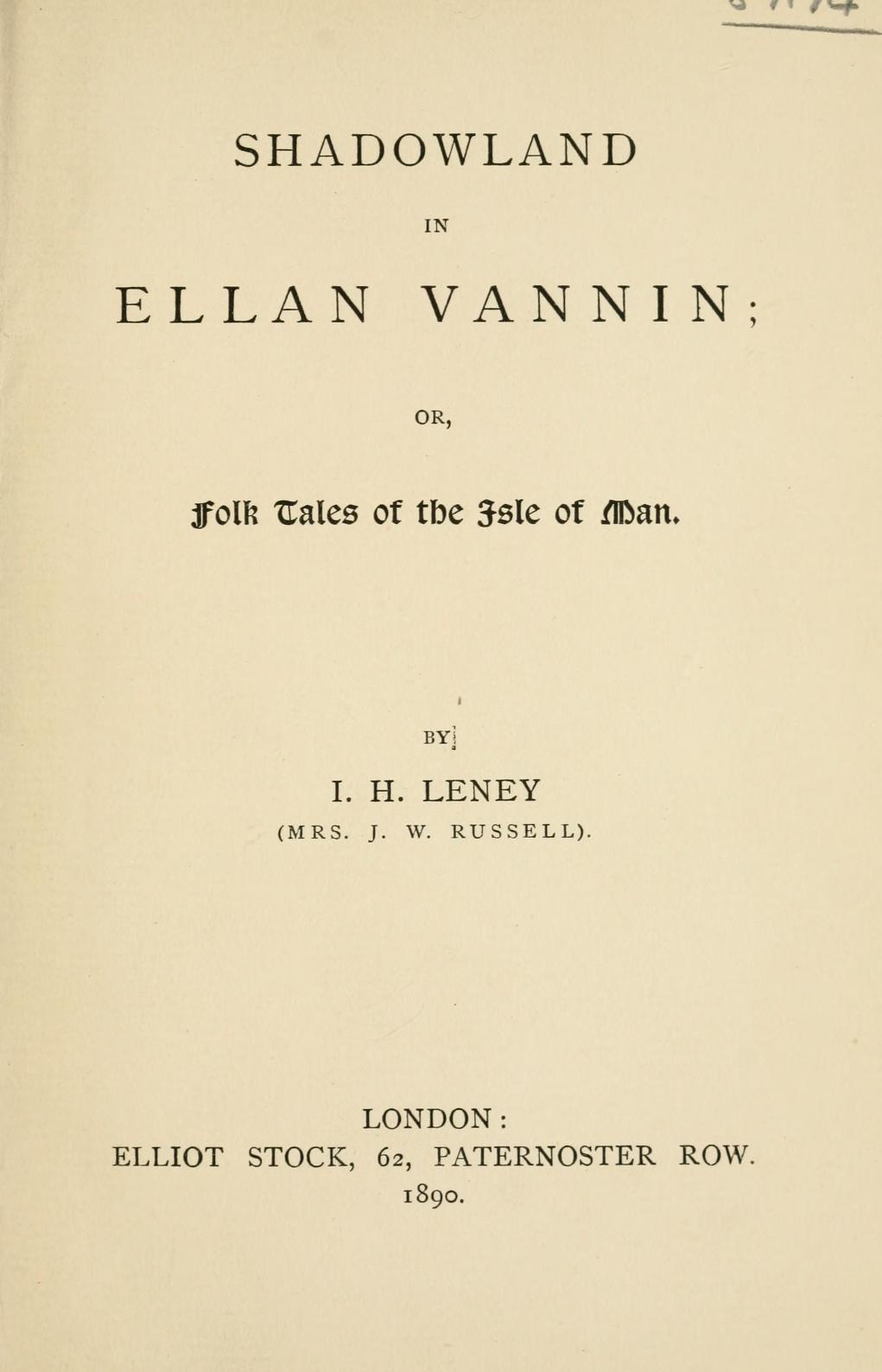 Shadowland in Ellan Vannin; Or, Folk Tales of the Isle of Man (Hardcover)