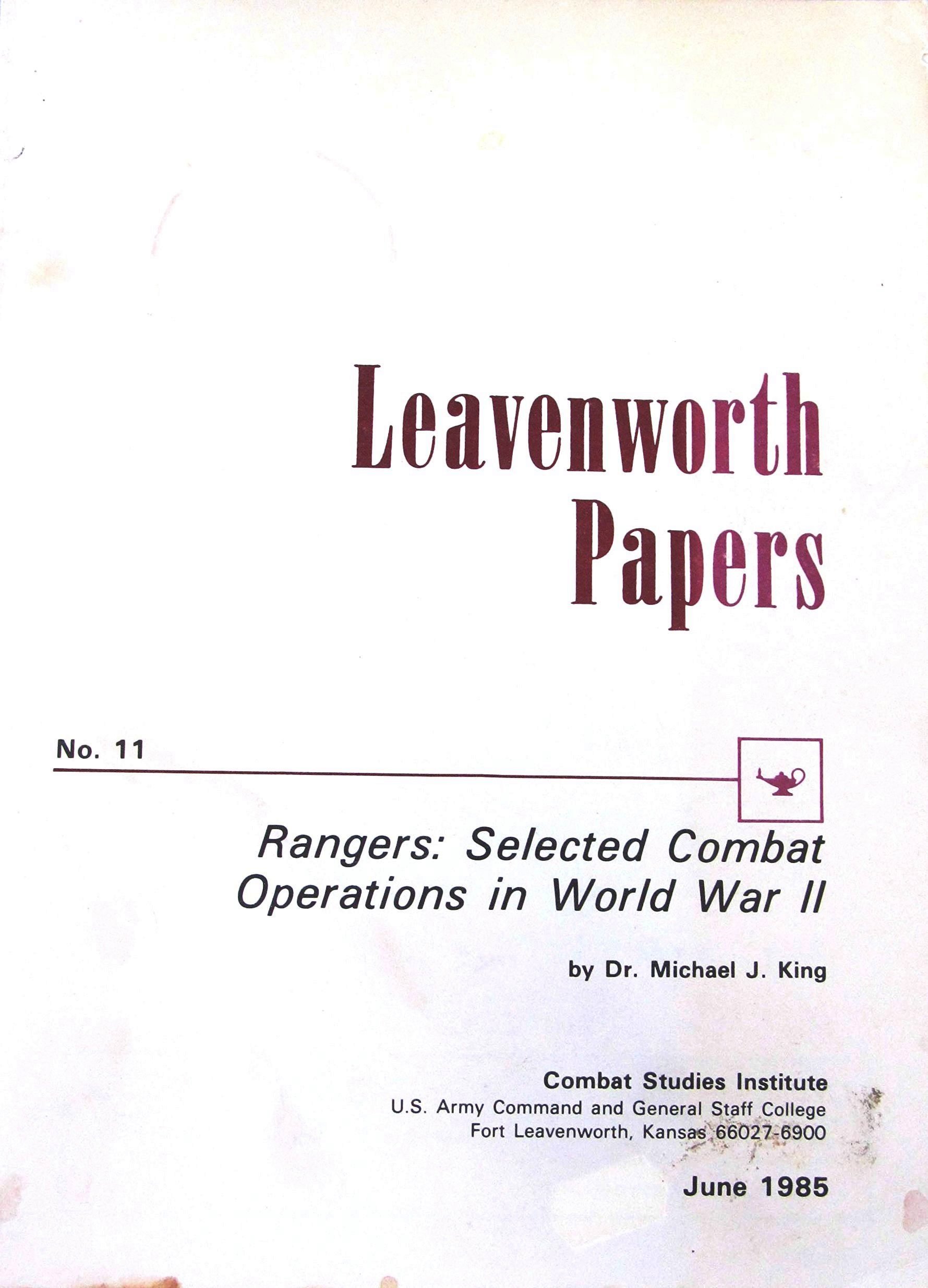 Rangers: Selected Combat Operations in World War II