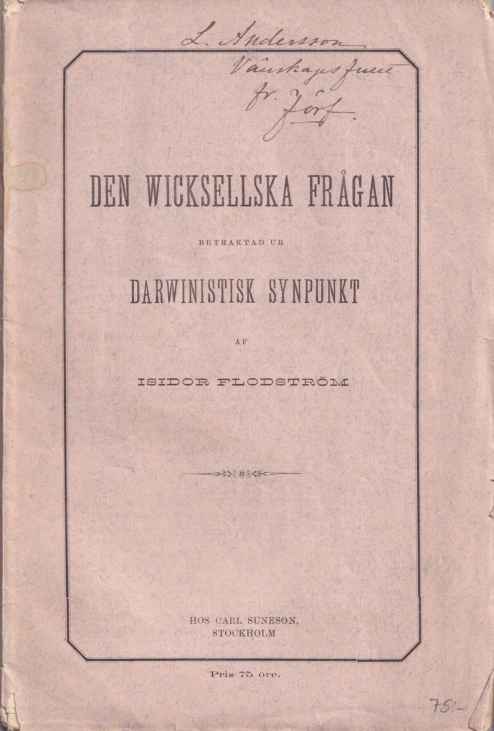 Den wicksellska frågan betraktad ur darwinistisk synpunkt