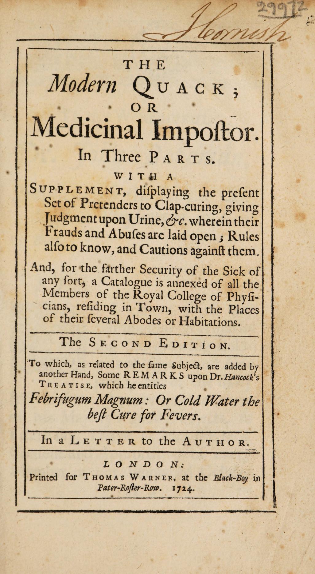 The modern quack; or medicinal impostor (Unknown Binding)