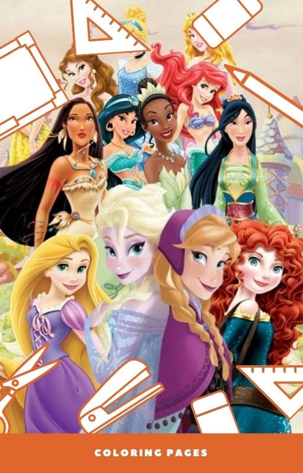24 DIBUJOS PARA COLOREAR DE PRINCESAS DISNEY: PRINCESAS DISNEY PARA QUE LOS NIÑOS COLOREEN (Spanish Edition)