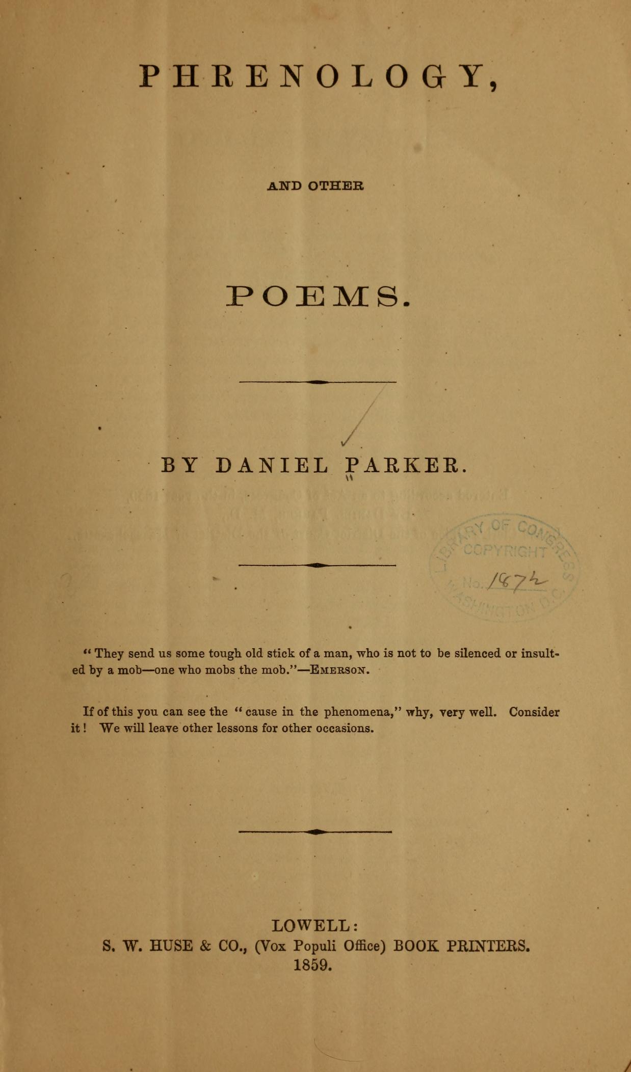 Phrenology, and Other Poems (Unknown Binding)