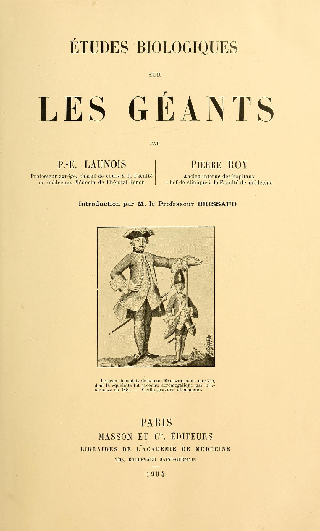 Études Biologiques Sur Les Géants (Hardcover)