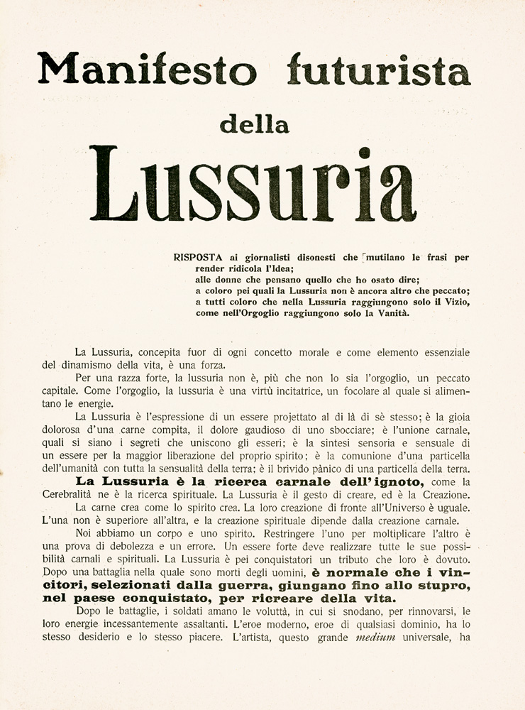 Manifesto futurista della Lussuria (Unknown Binding)