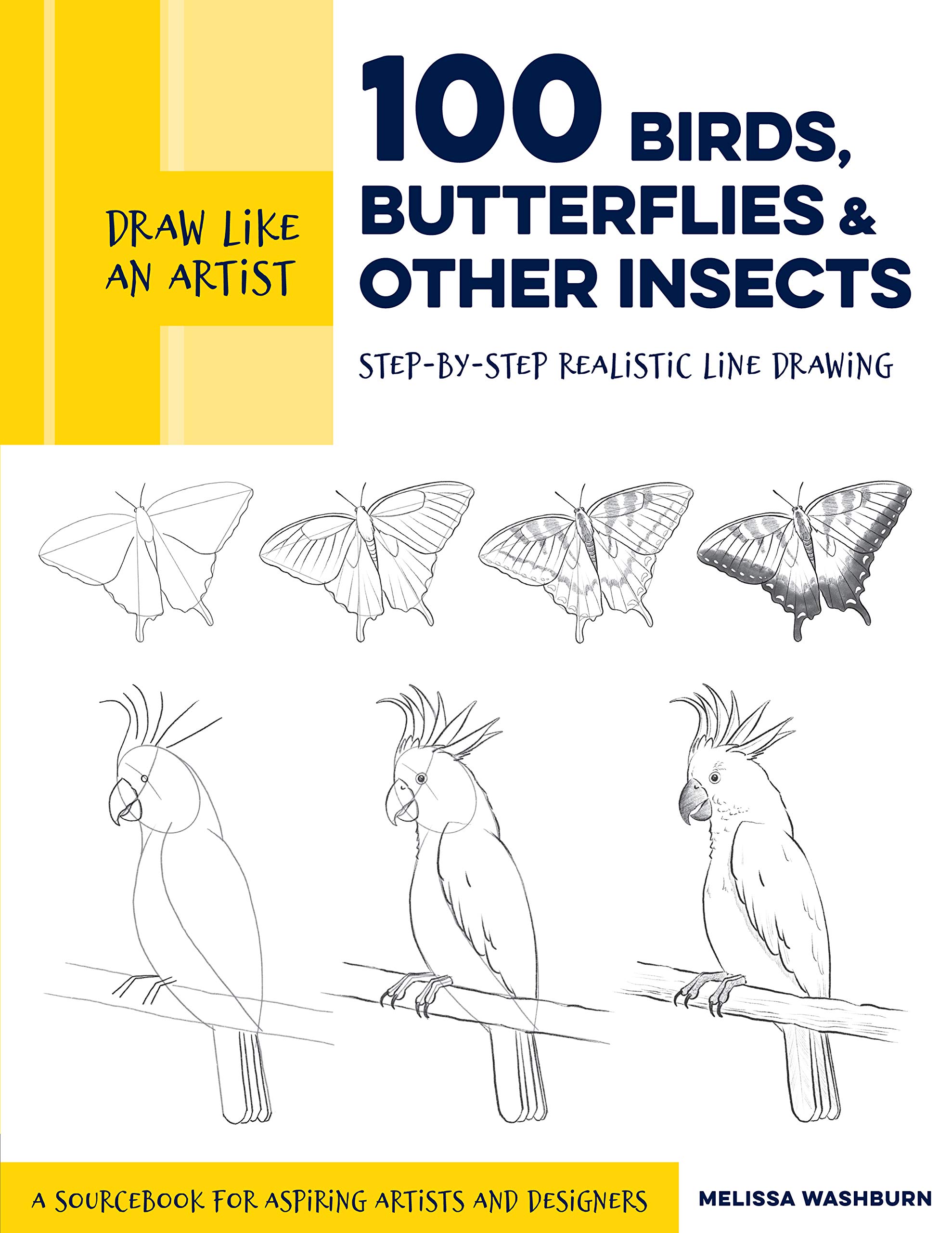 Draw Like an Artist: 100 Birds, Butterflies, and Other Insects: Step-by-Step Realistic Line Drawing - A Sourcebook for Aspiring Artists and Designers (Kindle Edition)