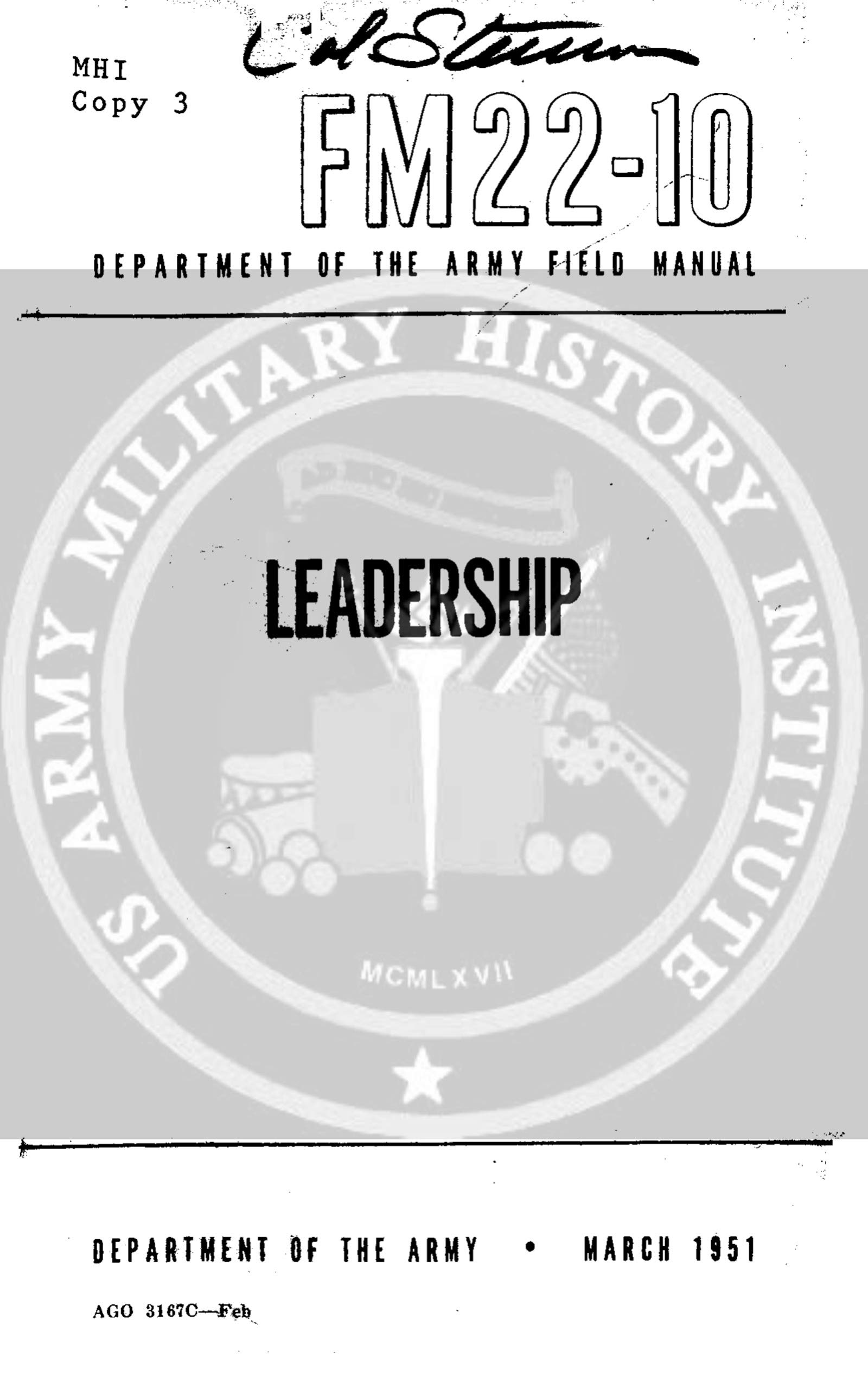FM 22-10: Leadership, 6 March 1951 (Kindle Edition)