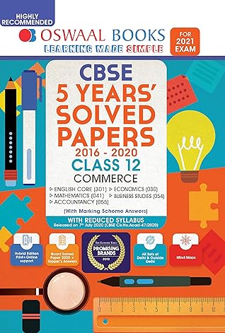 Oswaal Cbse 5 Years Solved Papers Commerce English Core Mathematics Accountancy Economics Business Studies Class 12 Book By Oswaal Editorial Board