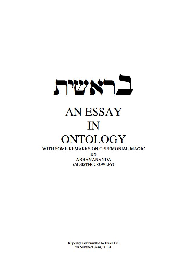 Berashith: An Essay in Ontology, with Some Remarks on Ceremonial Magic