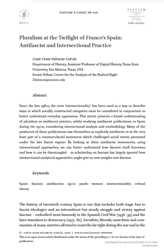 Pluralism at the Twilight of Franco’s Spain: Antifascist and Intersectional Practice (ebook)
