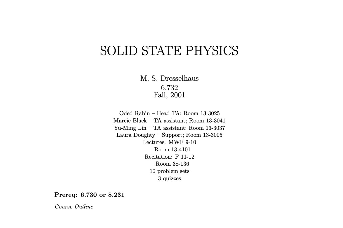SOLID STATE PHYSICS