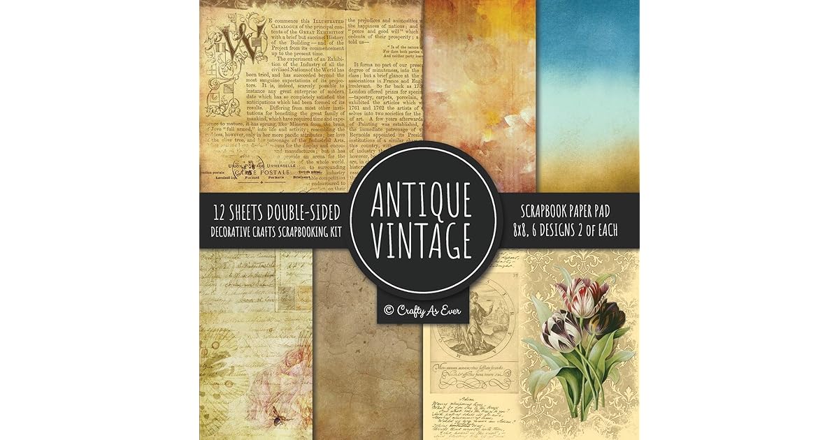 Antique Vintage Scrapbook Paper Pad 8x8 Decorative Scrapbooking Kit