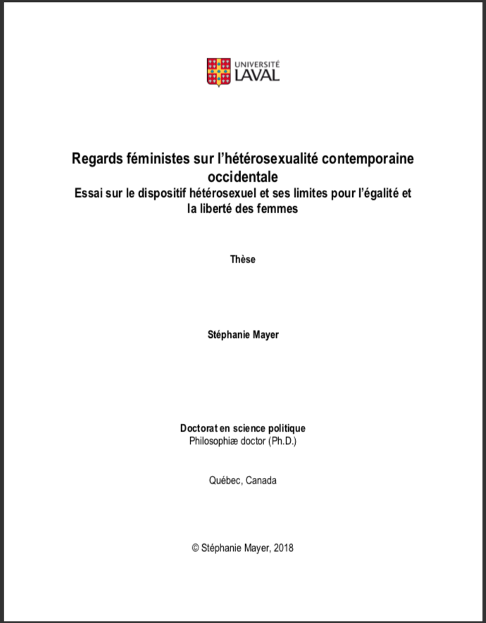 Regards féministes sur l'hétérosexualité contemporaine occidentale Essai sur le dispositif hétérosexuel et ses limites pour l'égalité et la liberté des femmes