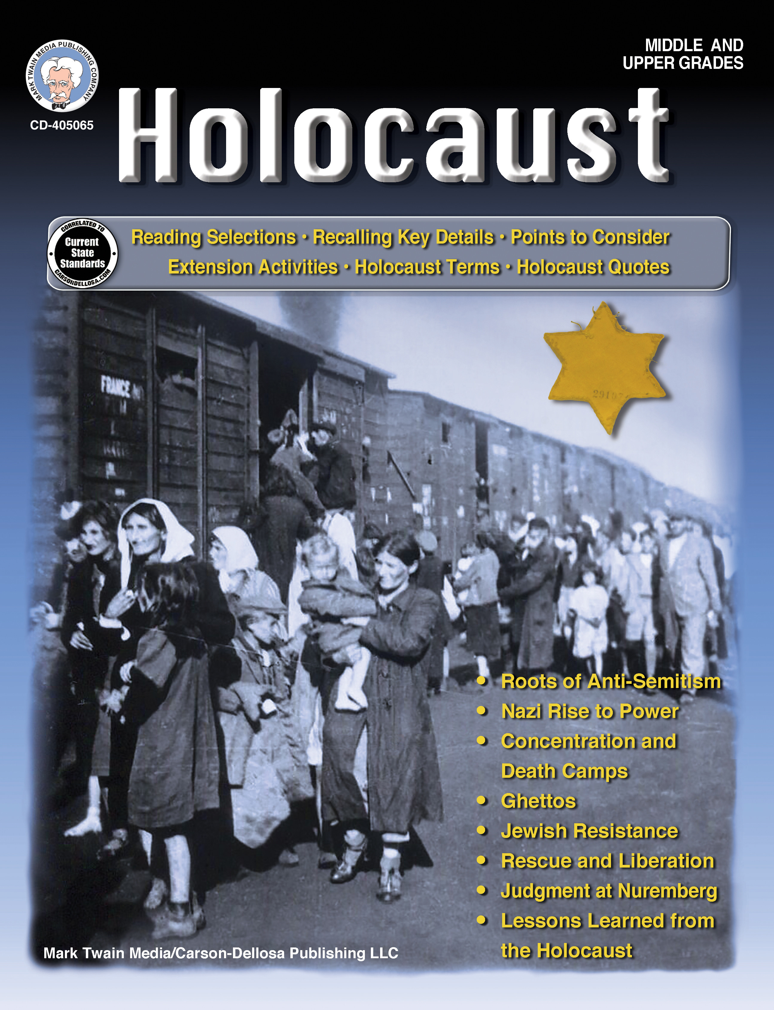 Mark Twain Holocaust History Workbook, Social Studies Middle School Books Covering Nazis, Anti-Semitism, Jewish Resistance, and Liberation, Classroom or Homeschool Curriculum
