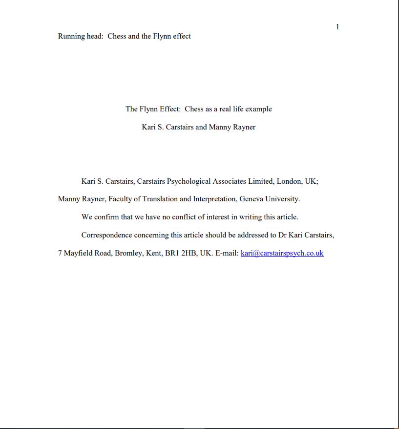 The Flynn Effect: Chess as a real life example (ebook)