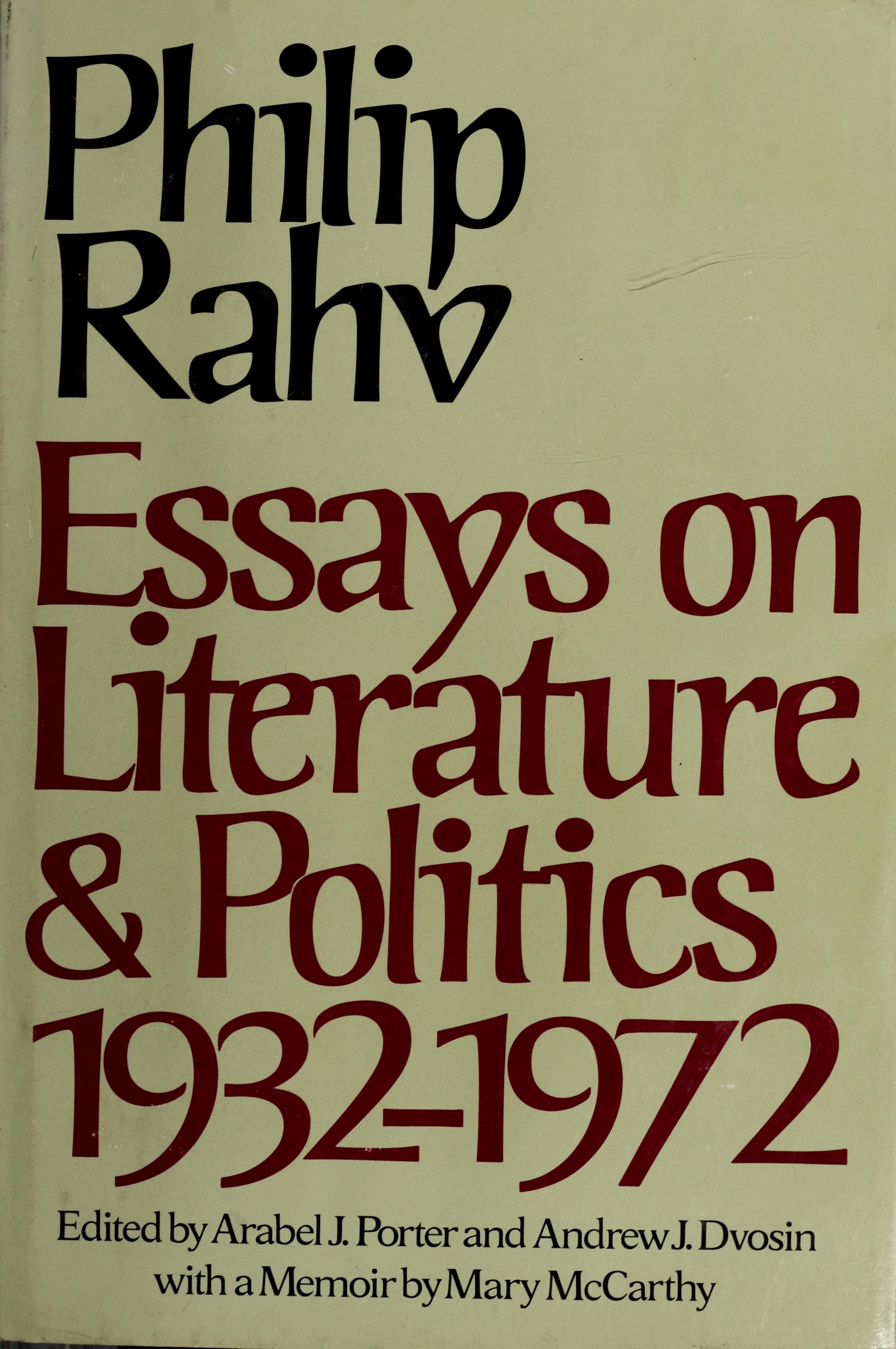 Essays on Literature and Politics, 1932-1972