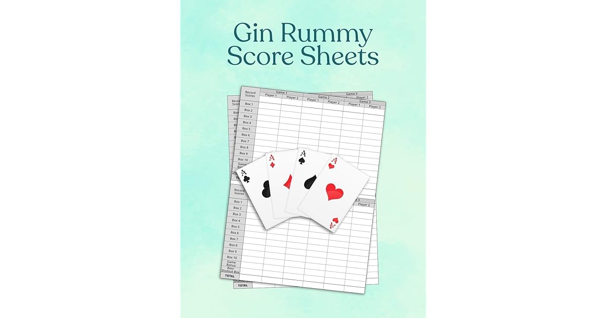 Gin Rummy Score Sheets A pad of scoresheets Perfect for scorekeeping