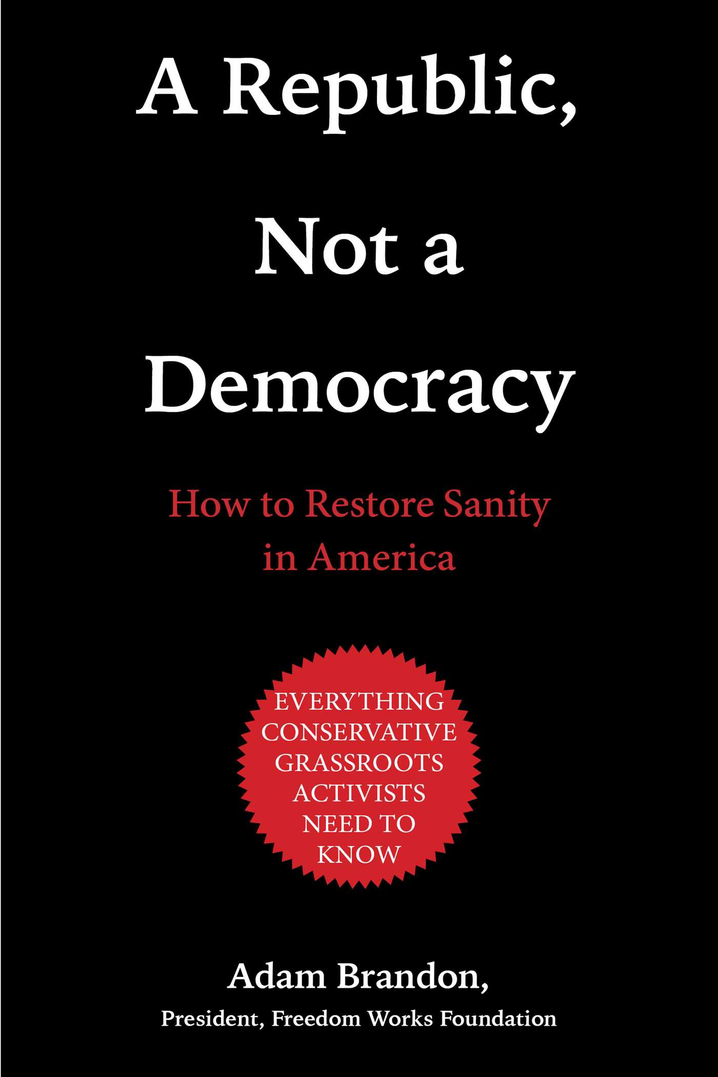 A Republic, Not a Democracy: How to Restore Sanity in America