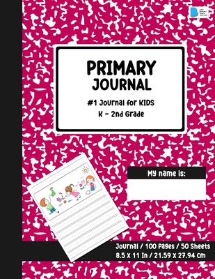 Primary Story Journal: Dotted Midline and Picture Space - Red Marble Design- Grades K-2 School Exercise Book - Draw and Write 100 Story Pages - ( Kids ... Soft Cover - Home School, Kindergarten v14