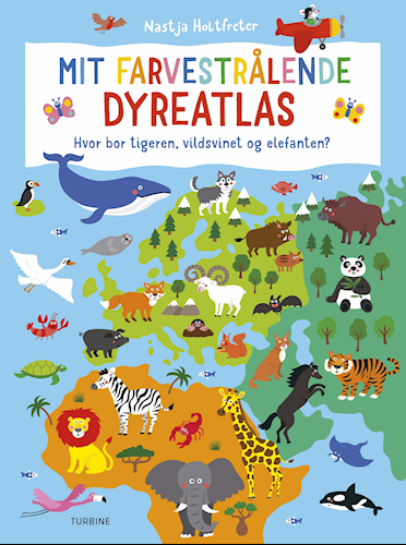 Mit farvestrålende dyreatlas - hvor bor tigeren, vildsvinet og elefanten? (Board book)
