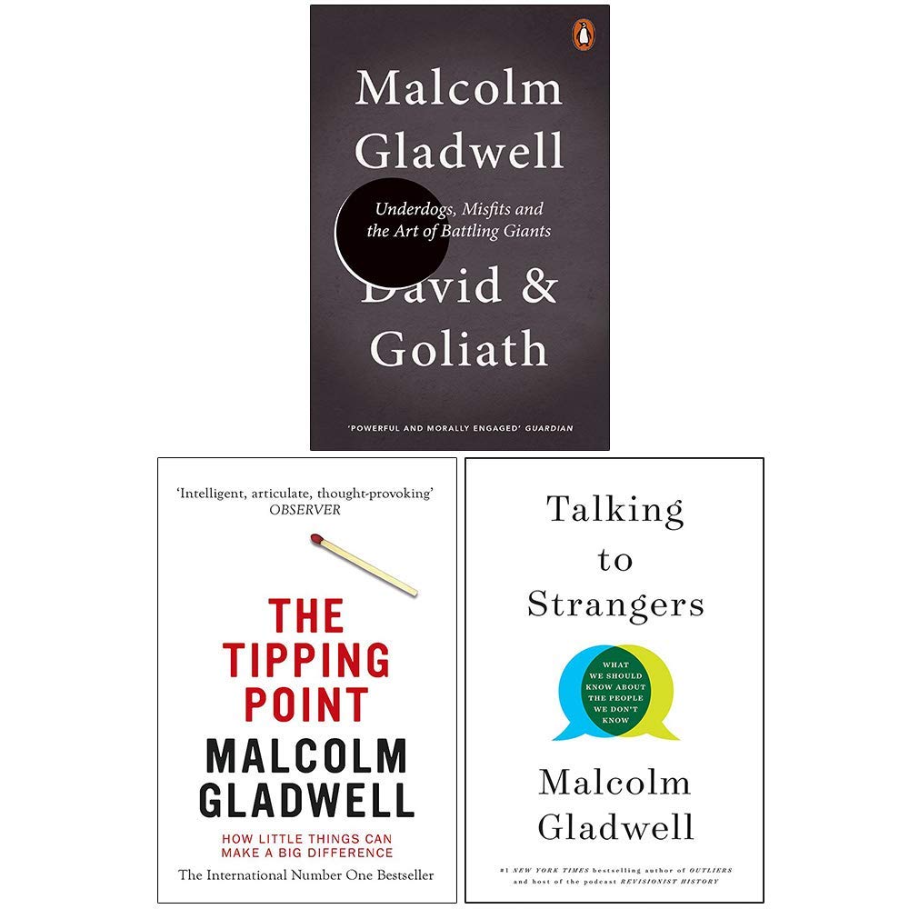 Malcolm Gladwell 3 Books Collection Set (David and Goliath, The Tipping Point, Talking To Strangers)