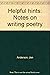 Helpful Hints: Notes on Writing Poetry