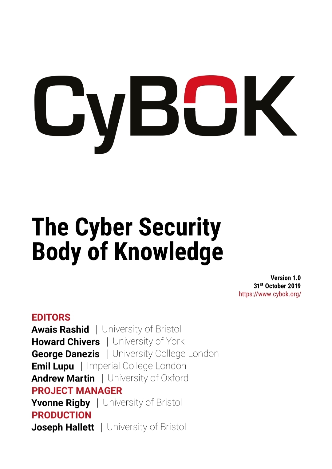 CyBOK: The Cybersecurity Body of Knowledge
