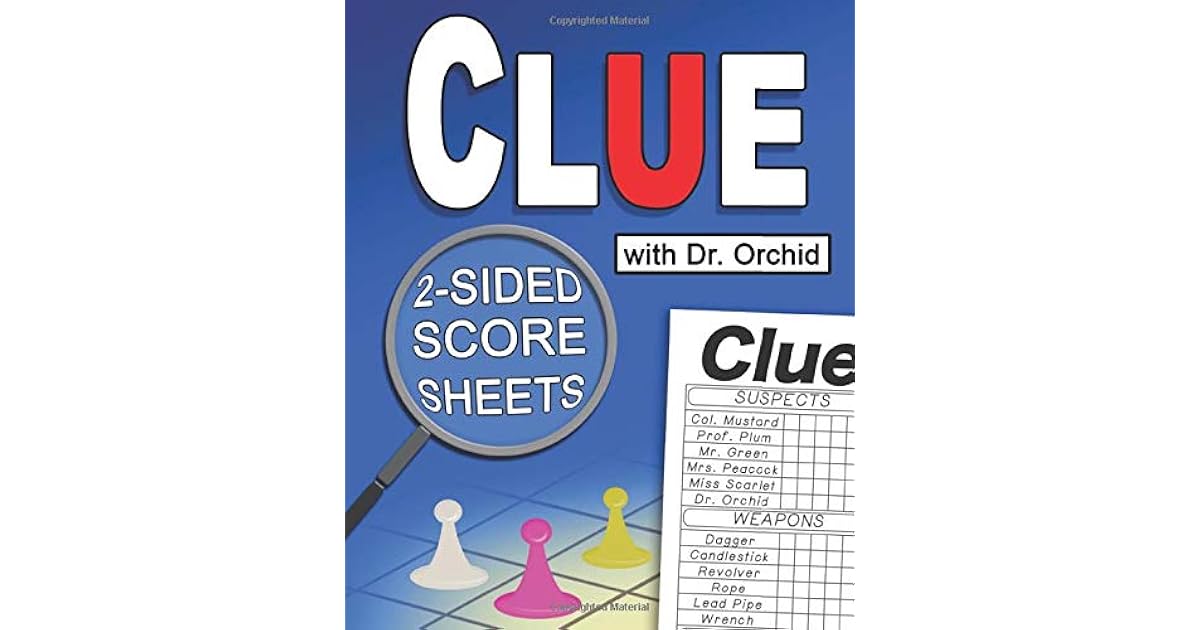 Clue Two Sided Score Sheets: Refills with Dr. Orchid by Rdb Ink