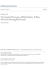 The Implied Warranty of Habitability: A New Doctrine Raising New Issues The Implied Warranty of Habitability: A New Doctrine Raising New Issues