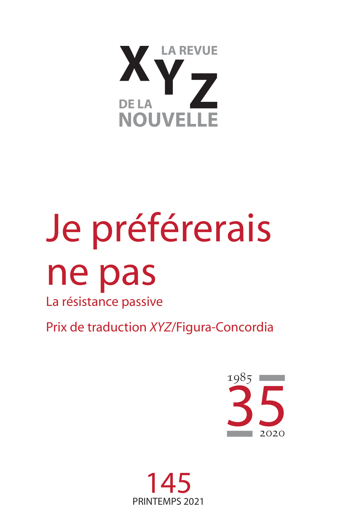 XYZ. La revue de la nouvelle, no 145