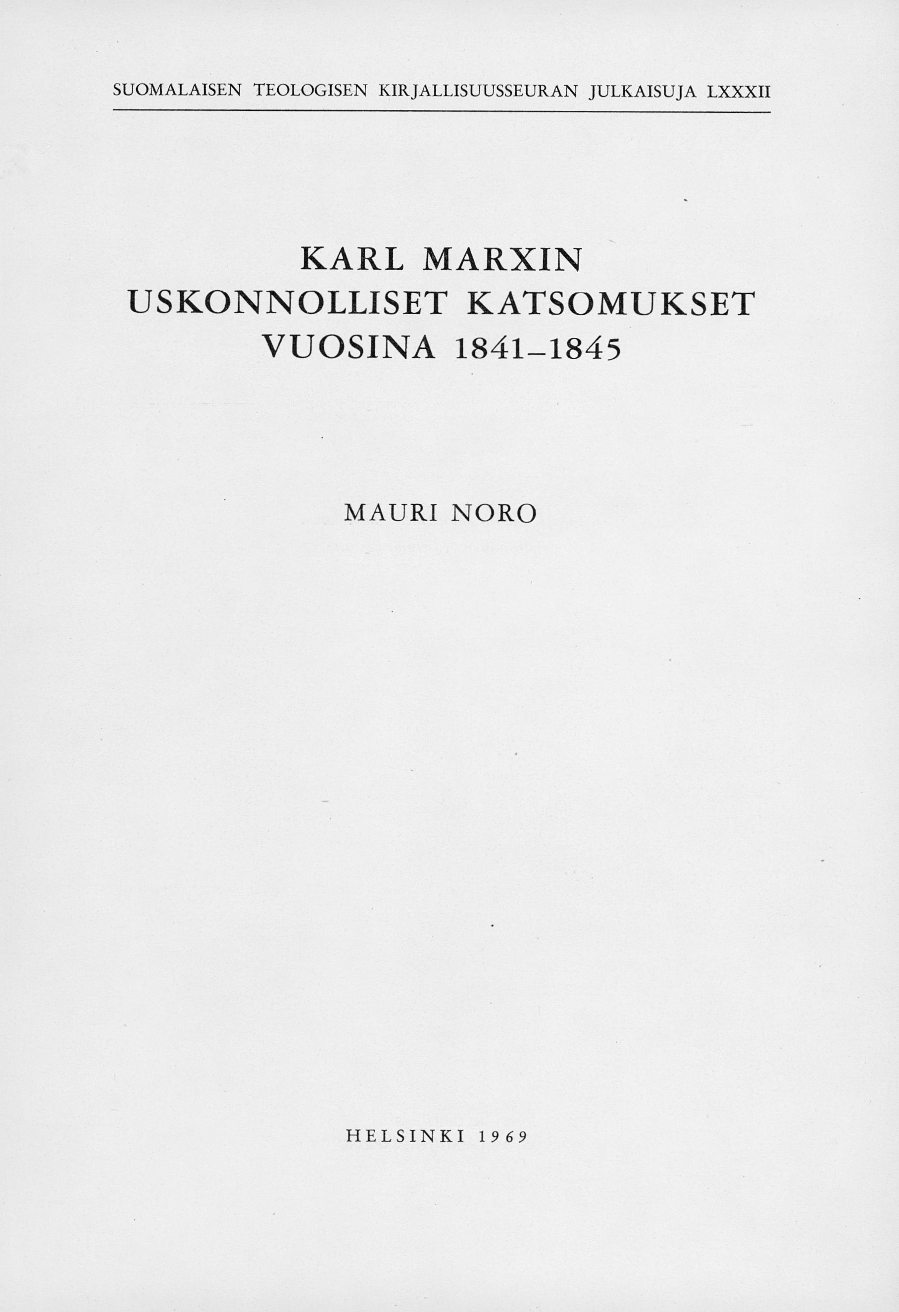 Karl Marxin uskonnolliset katsomukset vuosina 1841-1845