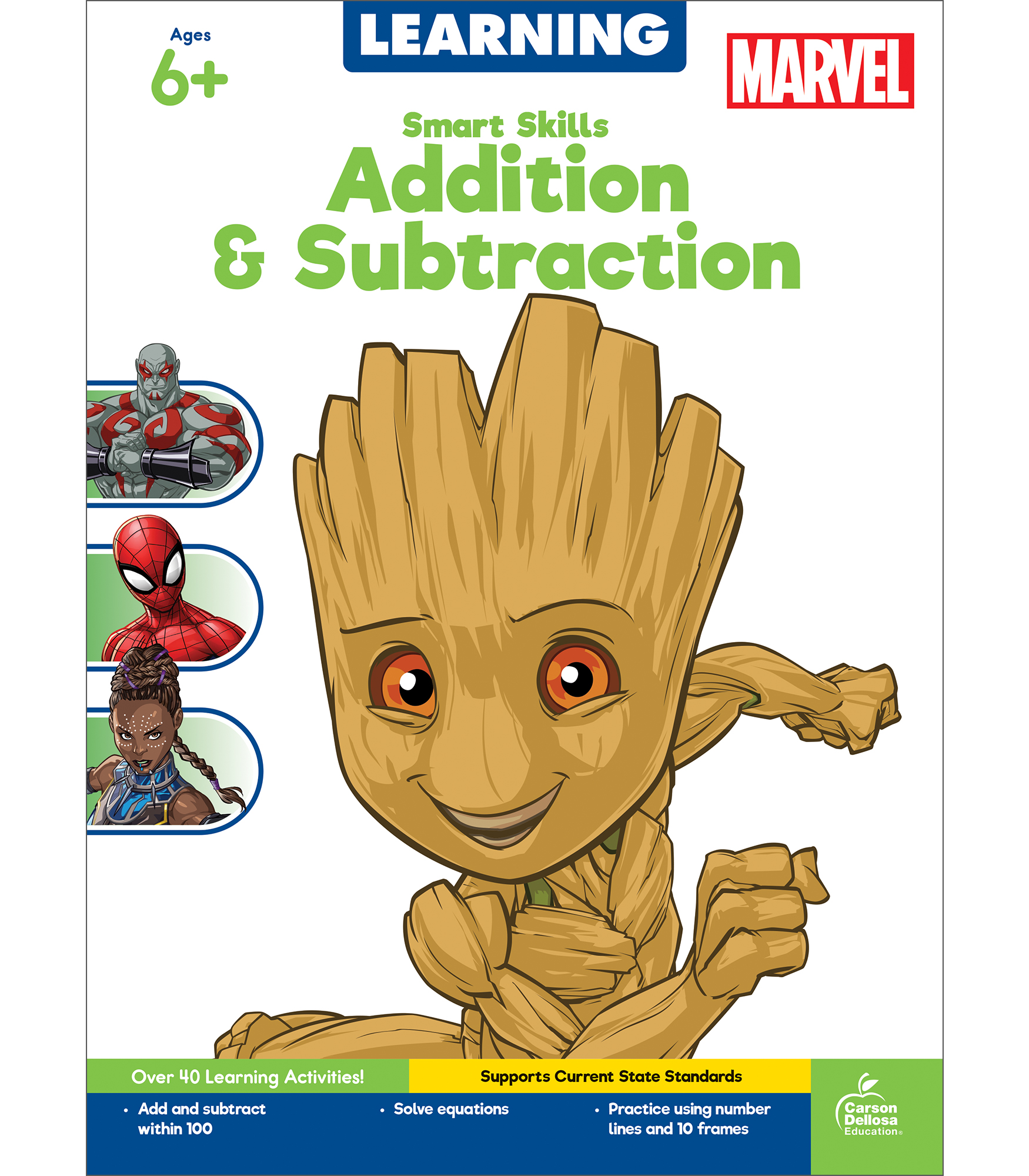 Learning Smart Skills Addition and Subtraction Marvel Workbook―Grades 1-3 Math Activity Book, Adding and Subtracting Numbers 0-100, Learning 10 Frames, Problem-Solving Equations (64 pgs)