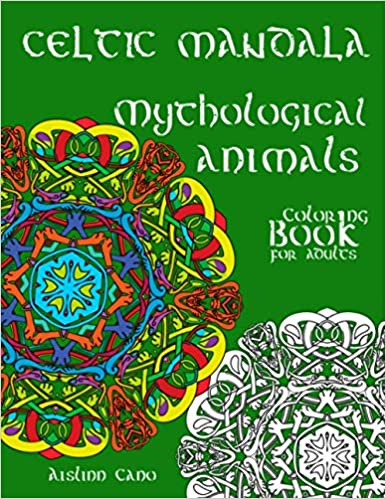 Celtic Mandala, Coloring Book for adults. Mythological Animals.: Related to a deity were carved on helmets and armor of Celtic warriors.