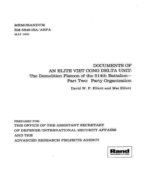 Documents Of An Elite Viet Cong Delta Unit: The Demolition Platoon of the 514th Battalion (Part Two- Party Organization)