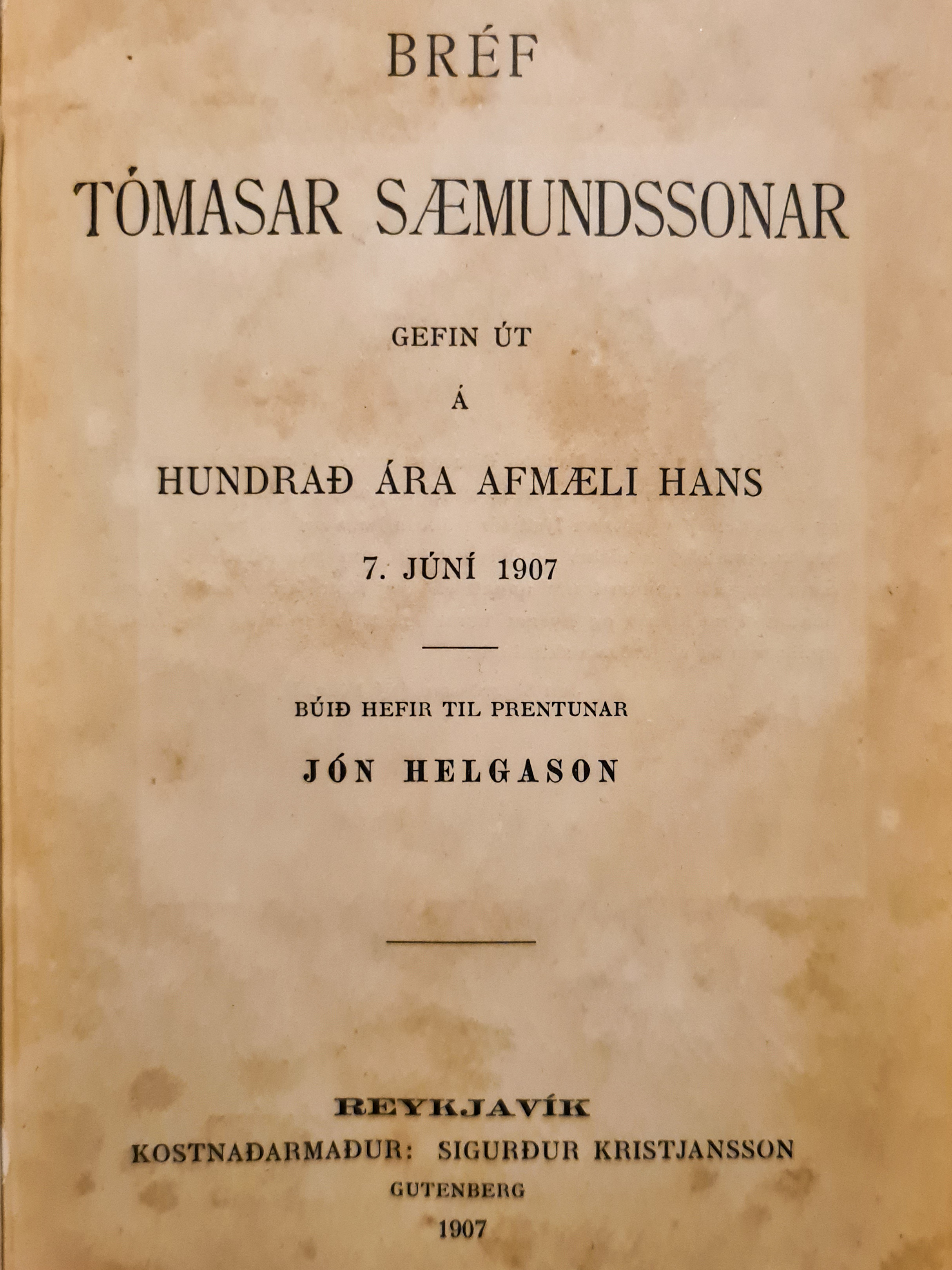 Bréf Tómasar Sæmundssonar (Hardcover)