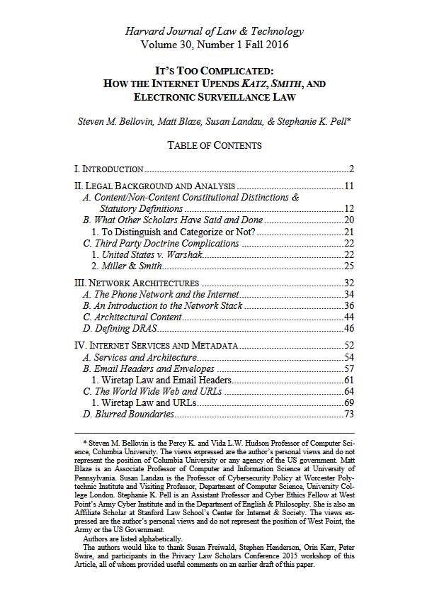 It’s Too Complicated: How the Internet Upends Katz, Smith, and Electronic Surveillance Law