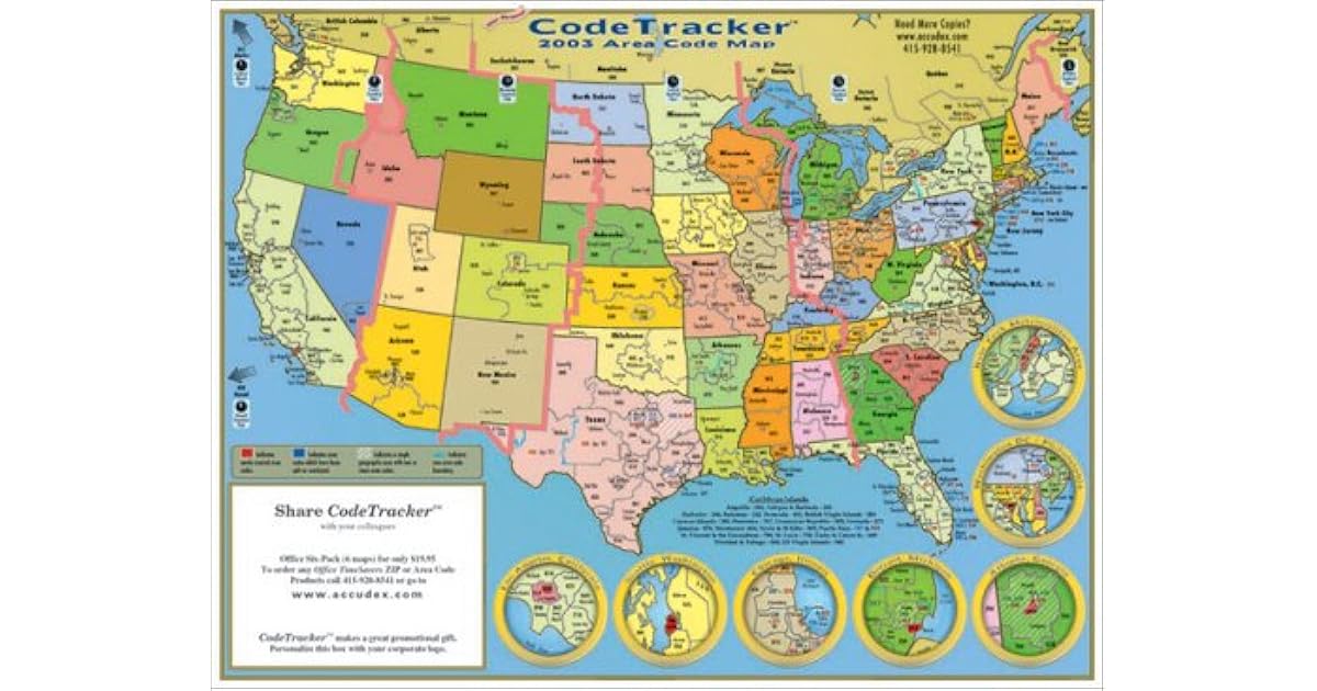 Area Code Map Usa 2003 Codetracker Area Code Map: Area Codes For The Us, Canada And Parts Of  The Caribbean By Office Timesavers
