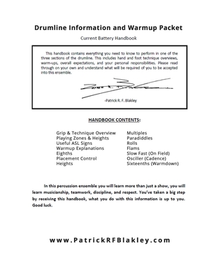 Drumline Information and Warmup Packet (Paperback)