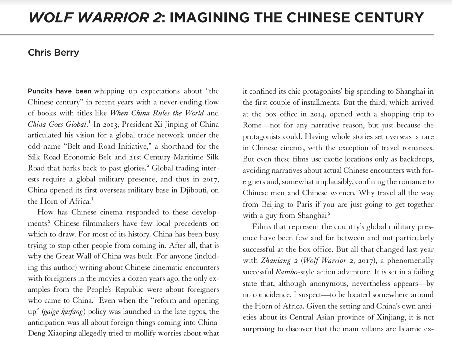 Wolf Warrior 2: Imagining the Chinese Century